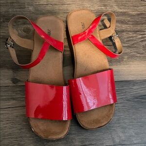 Zara Red Patent Leather Strap Sandals
